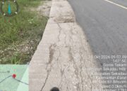 Proyek Bahu Jalan Terpantau di Sanggau- Sekadau’ Kualitas Beton Terlihat Retak!!!